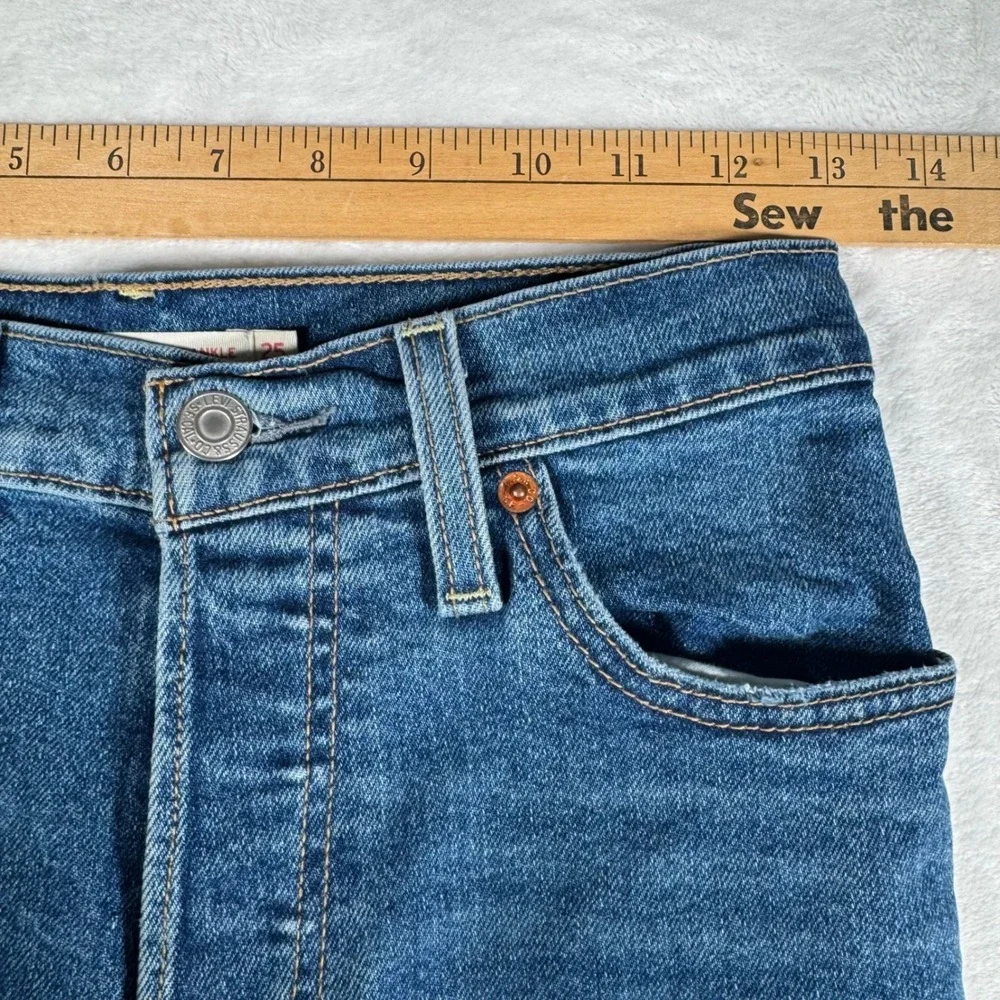 Levis Ribcage Straight Ankle Jeans Blue Denim Button Fly W25 L27 72693-0121 - Picture 8 of 10